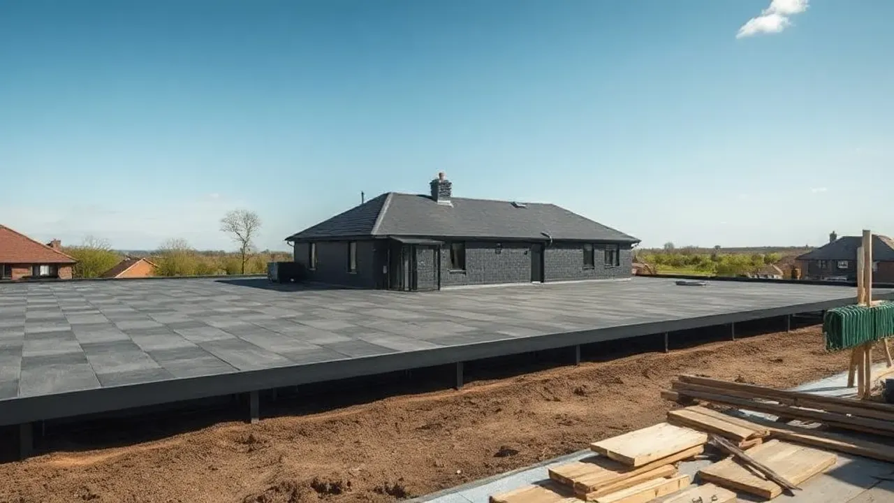 The site involved in Epping flat-roofing projects, near Ongar, seen from a distance
