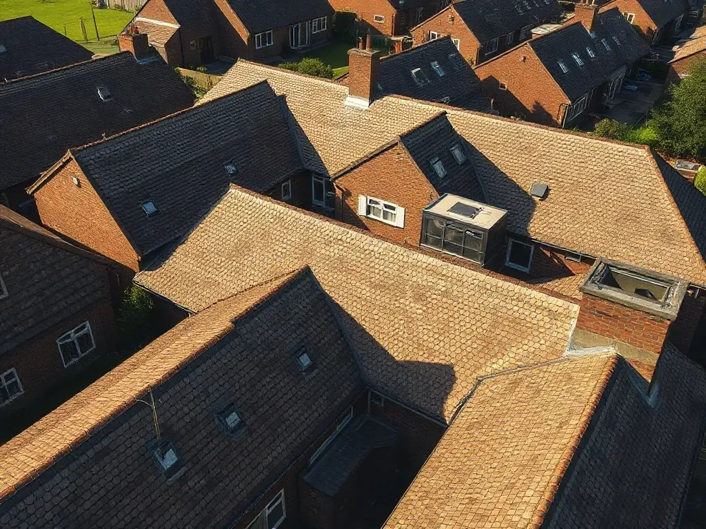 An elevated view across a site relevant to inter-war housing near Ongar